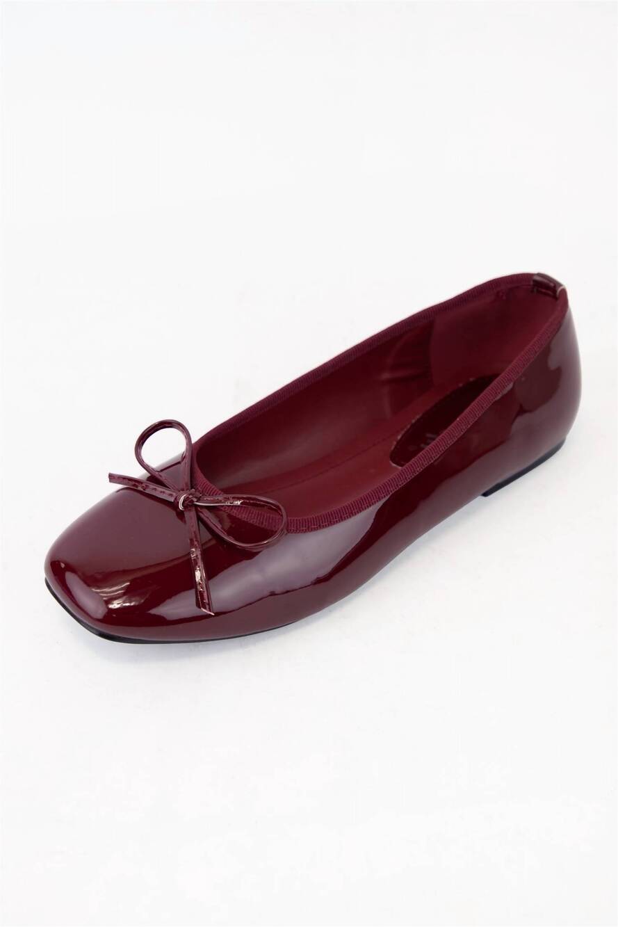 NEW CCOCCI women's bow embellished semi-square toe ballet flat in wine